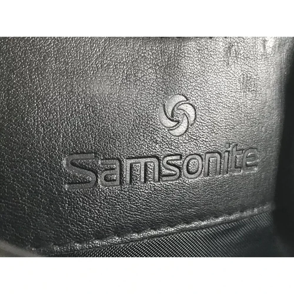 Samsonite Unisex Black Leather Pockets Dividers‎ Detachable Strap Laptop Bag